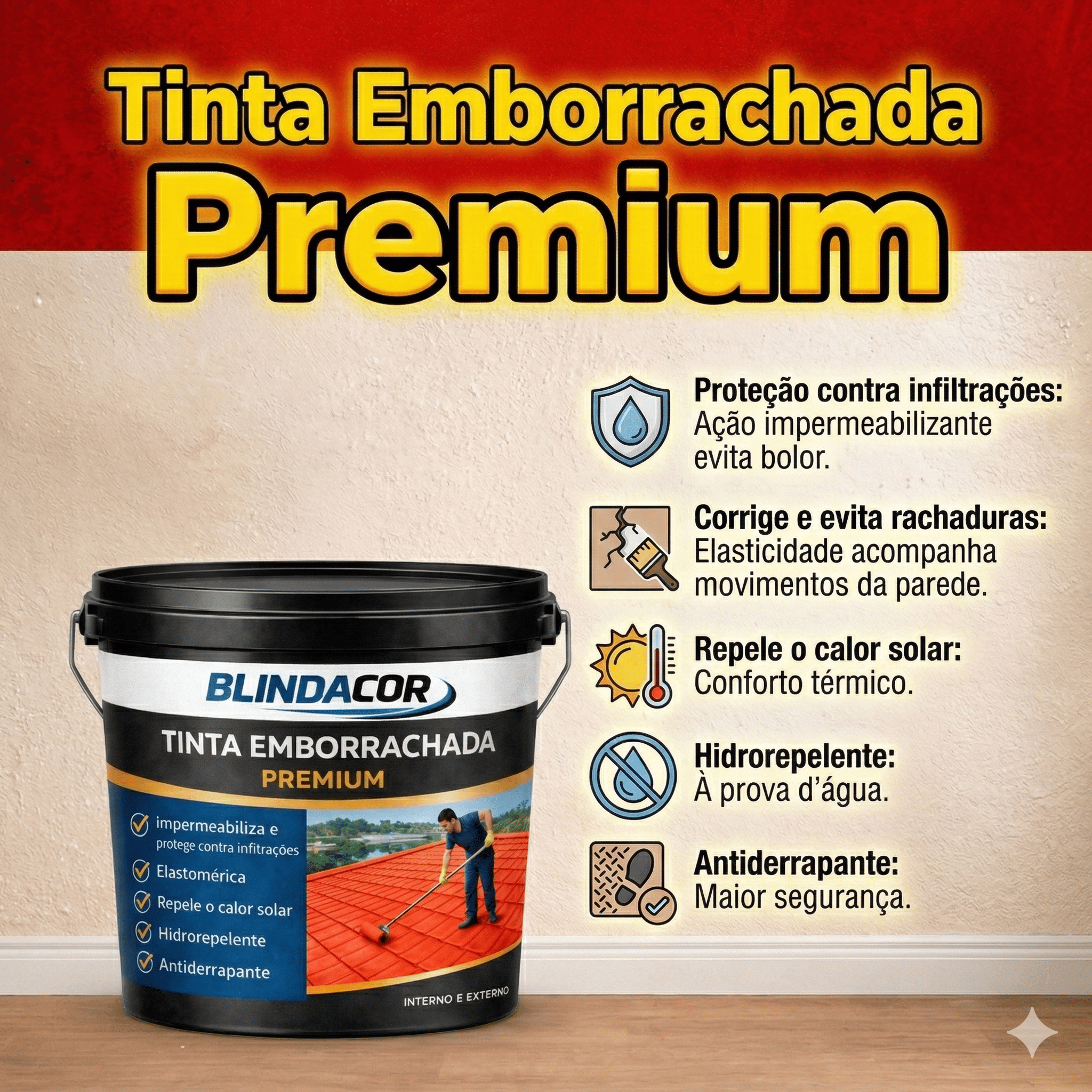 Tinta Piso 4Kg Antiderrapante BlindaCor Sem Cheiro Resistente ao Tráfego antimofo - Parede externa