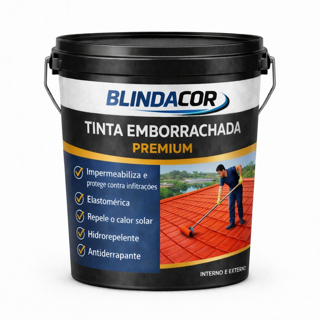 Tinta Emborrachada Líquida 18KG Blindacor Impermeável Protege Veda Alta Durabilidade Cobre Fissuras